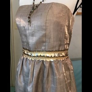 ✅🇦🇷Tahari Arthur Levine shiny gold dress. 6
